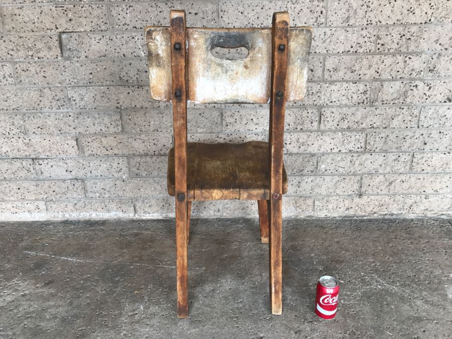 Vintage MONTEREY Furniture Early California Shabby Chic Chair Signed Under Seat -1'4'W X 2'3'H X 1'5'D - See Details [Photo 9]