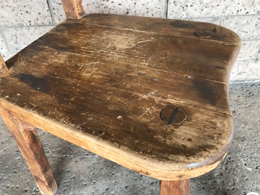 Vintage MONTEREY Furniture Early California Shabby Chic Chair Signed Under Seat -1'4'W X 2'3'H X 1'5'D - See Details [Photo 7]