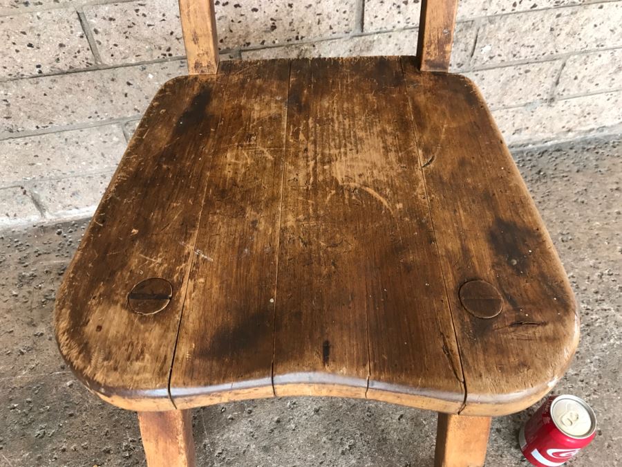 Vintage MONTEREY Furniture Early California Shabby Chic Chair Signed Under Seat -1'4'W X 2'3'H X 1'5'D - See Details [Photo 3]