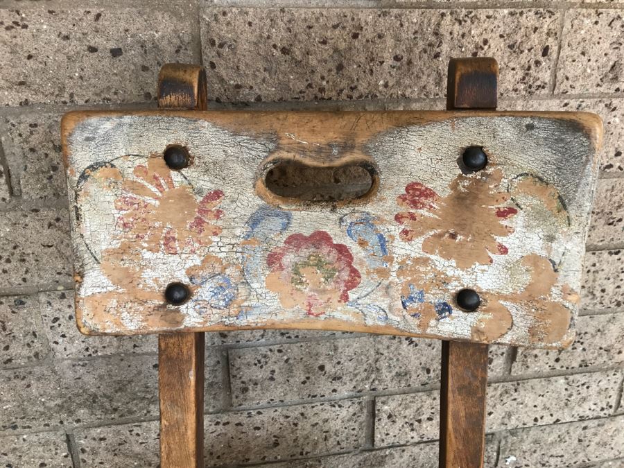 Vintage MONTEREY Furniture Early California Shabby Chic Chair Signed Under Seat -1'4'W X 2'3'H X 1'5'D - See Details [Photo 4]