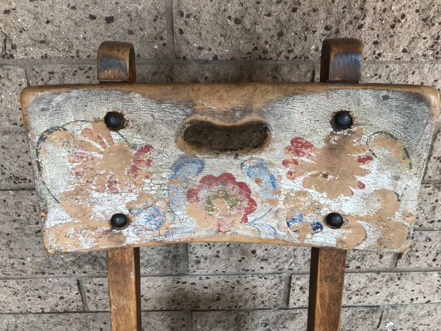 Vintage MONTEREY Furniture Early California Shabby Chic Chair Signed Under Seat -1'4'W X 2'3'H X 1'5'D - See Details [Photo 6]