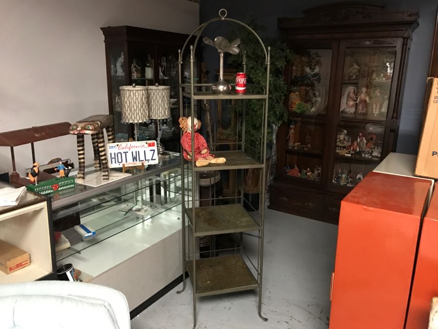 Metal And Stone Etagere 4-Shelf Case Bookcase - 1'7'W X 1'6'D X 6'5'H [Photo 2]