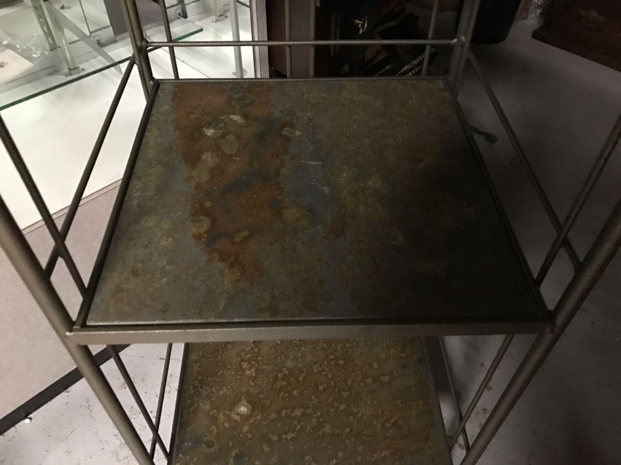 Metal And Stone Etagere 4-Shelf Case Bookcase - 1'7'W X 1'6'D X 6'5'H [Photo 3]
