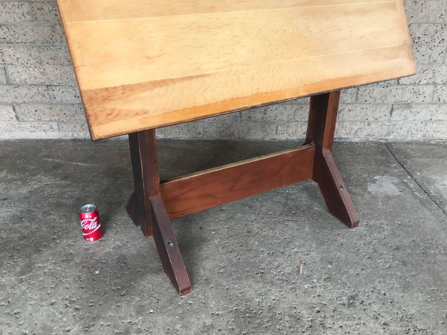 Vintage Wood And Metal Drafting Table ~ 4'2'H X 3'7'W [Photo 4]
