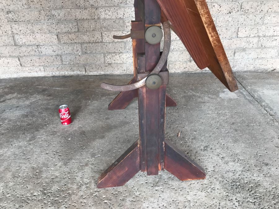 Vintage Wood And Metal Drafting Table ~ 4'2'H X 3'7'W [Photo 5]