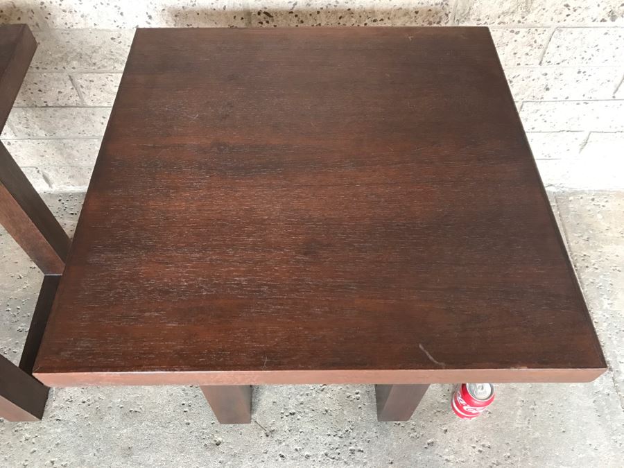 Pair Of Heavy Solid Wood Modern Side Tables Well Crafted - 2'1'W X 2'1'D X 2'1'H Each [Photo 5]