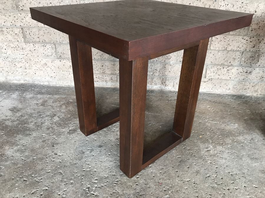 Pair Of Heavy Solid Wood Modern Side Tables Well Crafted - 2'1'W X 2'1'D X 2'1'H Each [Photo 6]