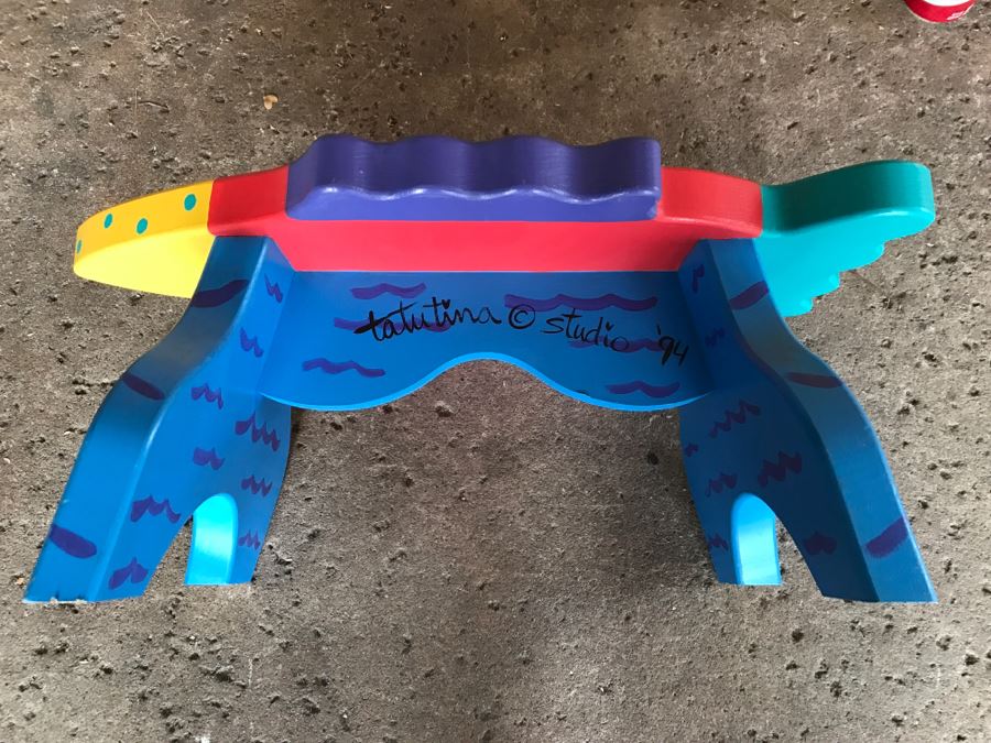 Hand Painted Fish Stool By Tatutina Studio - 1'9'W X 1'D X 10'H [Photo 6]