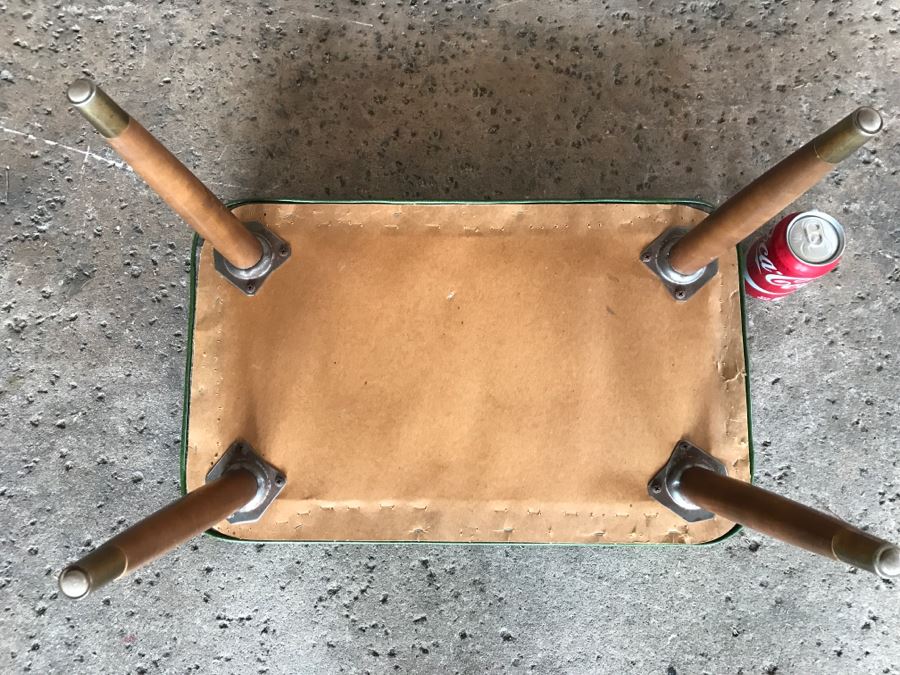 Mid-Century Modern Stool With Green Upholstery - 1'10'W X 1'2'D X 1'3'H [Photo 7]
