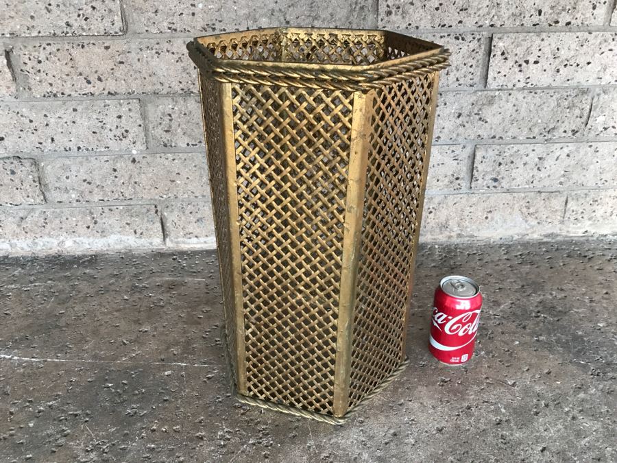 Gilt Metal Waste Basket With Tassel Rope Design [Photo 5]