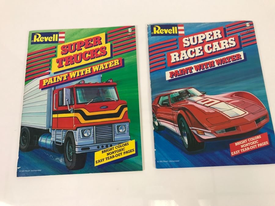 Revell Super Race Cars And Super Trucks Paint With Water Books 1983 New Old Stock