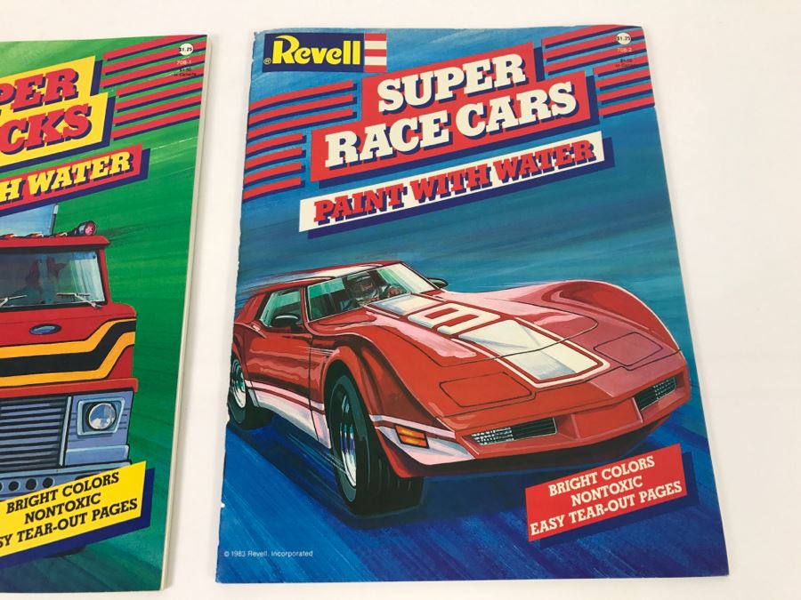 Revell Super Race Cars And Super Trucks Paint With Water Books 1983 New Old Stock [Photo 2]