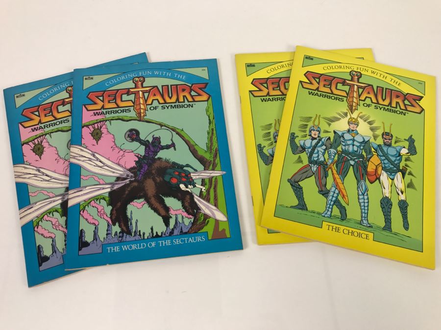 (4) Sectaurs Warriors Of Symbion Coloring Books 1985 Marvel Books New Old Stock [Photo 1]