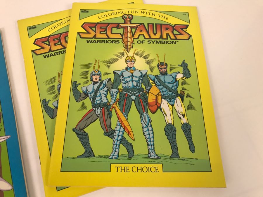 (4) Sectaurs Warriors Of Symbion Coloring Books 1985 Marvel Books New Old Stock [Photo 4]