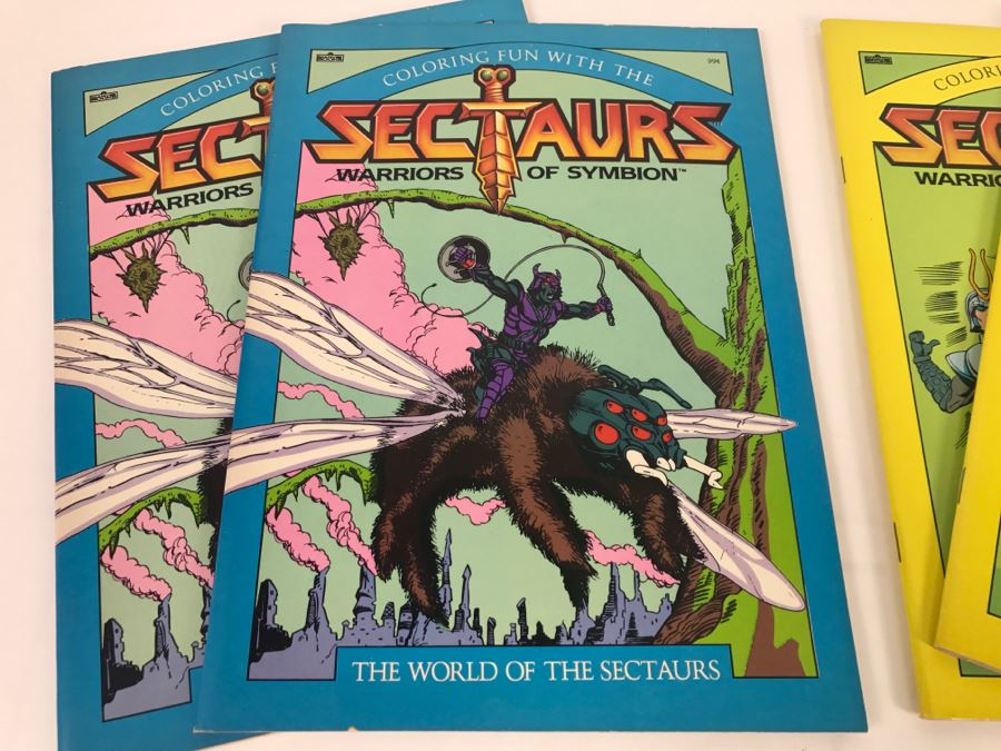 (4) Sectaurs Warriors Of Symbion Coloring Books 1985 Marvel Books New Old Stock [Photo 2]