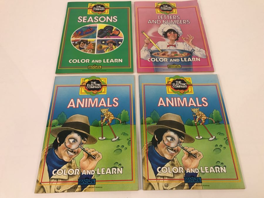 (4) The Electric Company Color And Learn Books Marvel Books 1984 New Old Stock