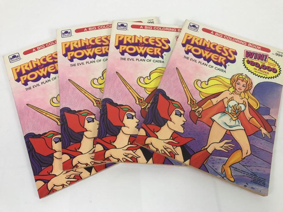 (4) Princess Of Power Coloring Books Mattel 1985 New Old Stock