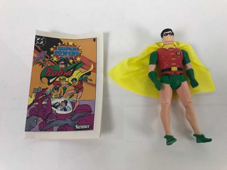 Vintage DC 1984 Kenner Robin Action Figure With Robin Super Powers Comic Book