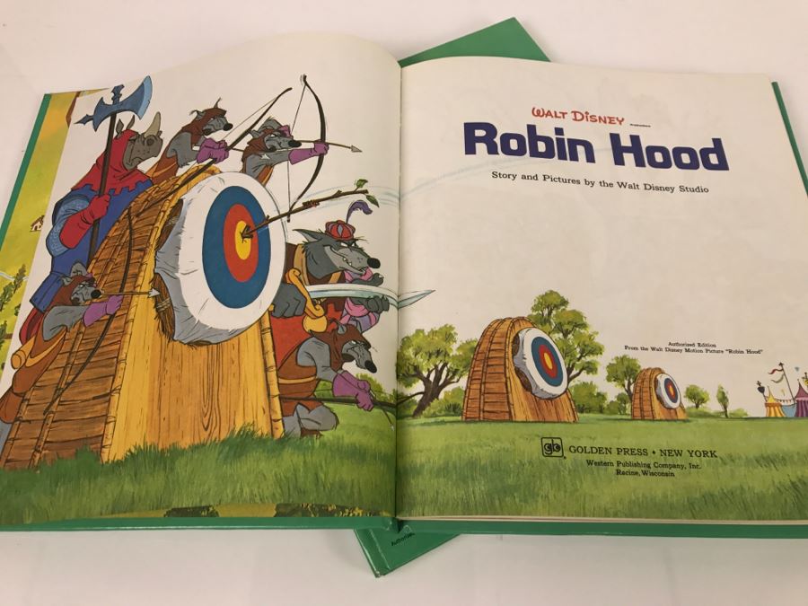 (2) Vintage 1973 Walt Disney Productions Robin Hood Book From Motion Picture Robin Hood  [Photo 6]