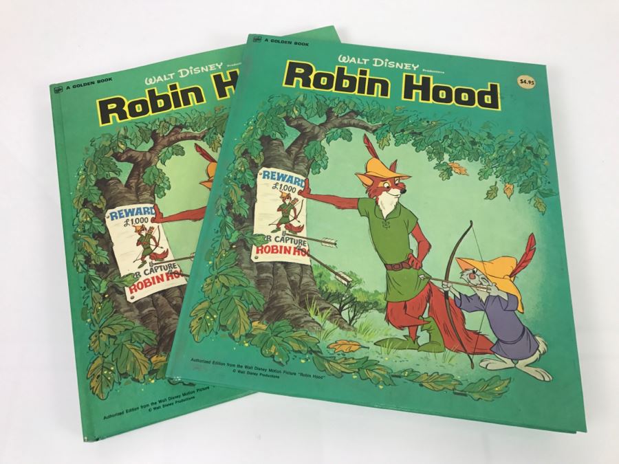 (2) Vintage 1973 Walt Disney Productions Robin Hood Book From Motion Picture Robin Hood  [Photo 1]