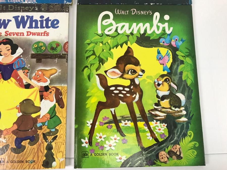 (6) Vintage 1975 Walt Disney Books Cinderella, Pinocchio, Alice In Wonderland, Winnie-The-Pooh, Snow White And The Seven Dwarfs, Bambi Big Golden Books [Photo 7]