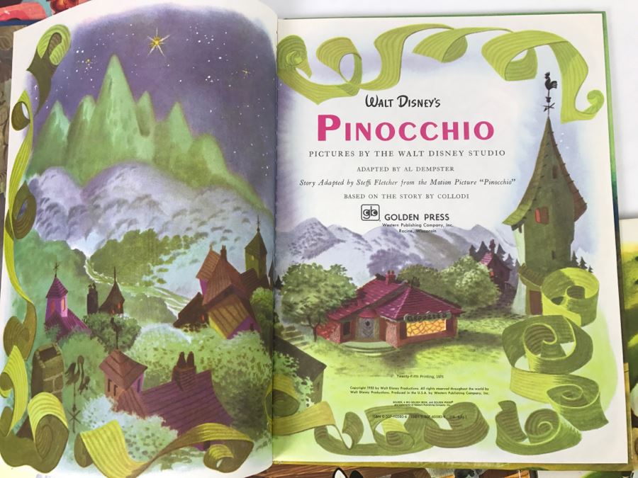 (6) Vintage 1975 Walt Disney Books Cinderella, Pinocchio, Alice In Wonderland, Winnie-The-Pooh, Snow White And The Seven Dwarfs, Bambi Big Golden Books [Photo 11]