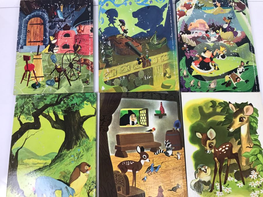 (6) Vintage 1975 Walt Disney Books Cinderella, Pinocchio, Alice In Wonderland, Winnie-The-Pooh, Snow White And The Seven Dwarfs, Bambi Big Golden Books [Photo 8]