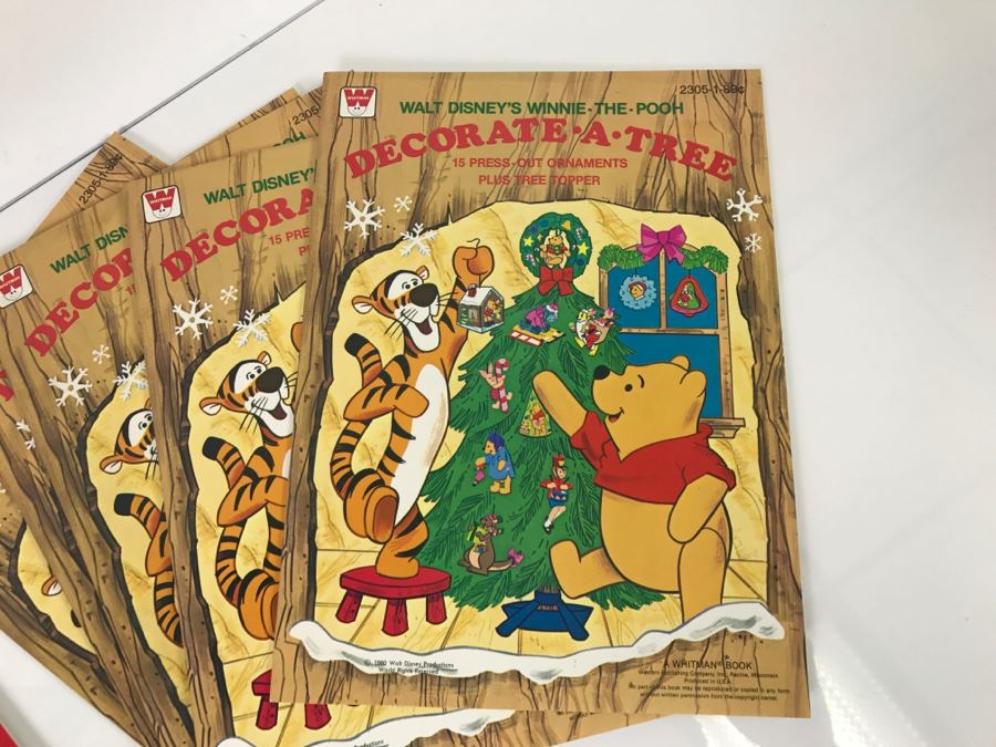 (2) Vintage 1979 Walt Disney's Mickey Mouse Decorate-A-True And (5) Vintage 1980 Winnie-The-Pooh Decorate-A-Tree Books New Old Stock [Photo 7]