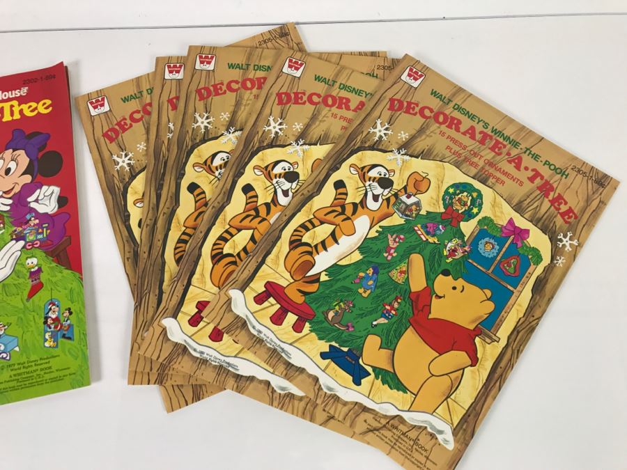 (2) Vintage 1979 Walt Disney's Mickey Mouse Decorate-A-True And (5) Vintage 1980 Winnie-The-Pooh Decorate-A-Tree Books New Old Stock [Photo 6]