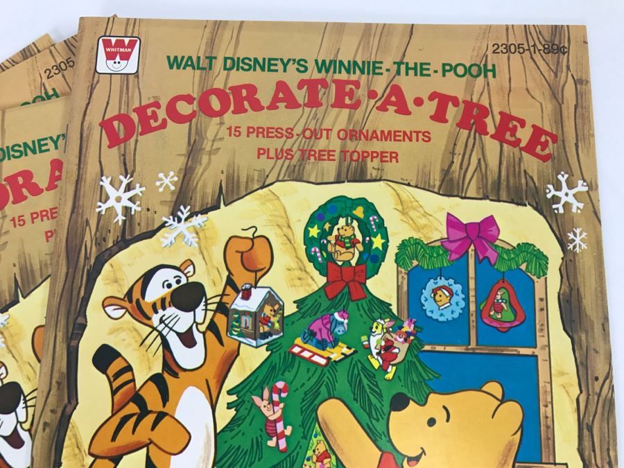 (2) Vintage 1979 Walt Disney's Mickey Mouse Decorate-A-True And (5) Vintage 1980 Winnie-The-Pooh Decorate-A-Tree Books New Old Stock [Photo 8]
