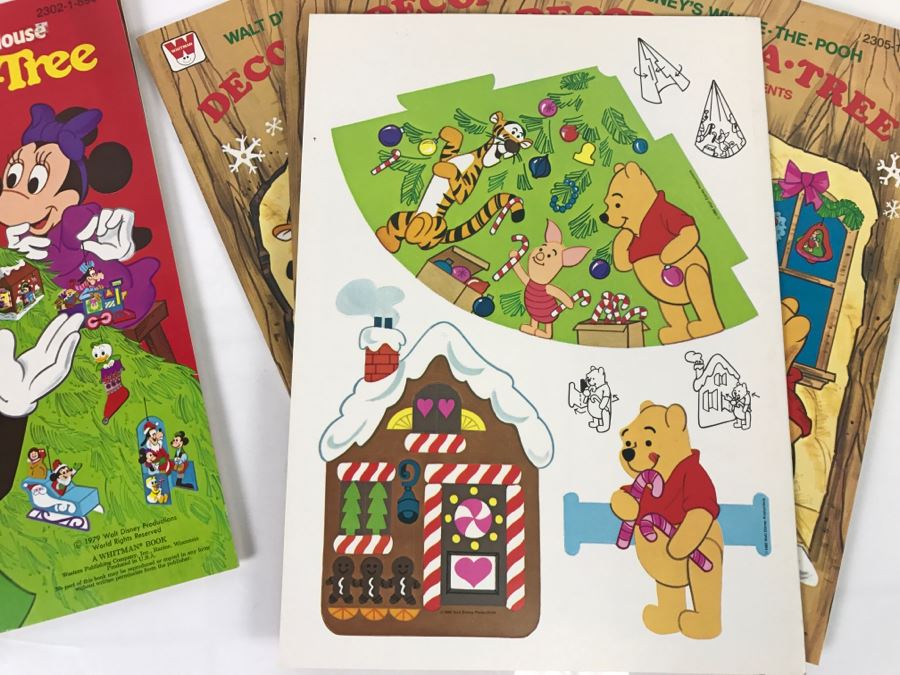 (2) Vintage 1979 Walt Disney's Mickey Mouse Decorate-A-True And (5) Vintage 1980 Winnie-The-Pooh Decorate-A-Tree Books New Old Stock [Photo 11]