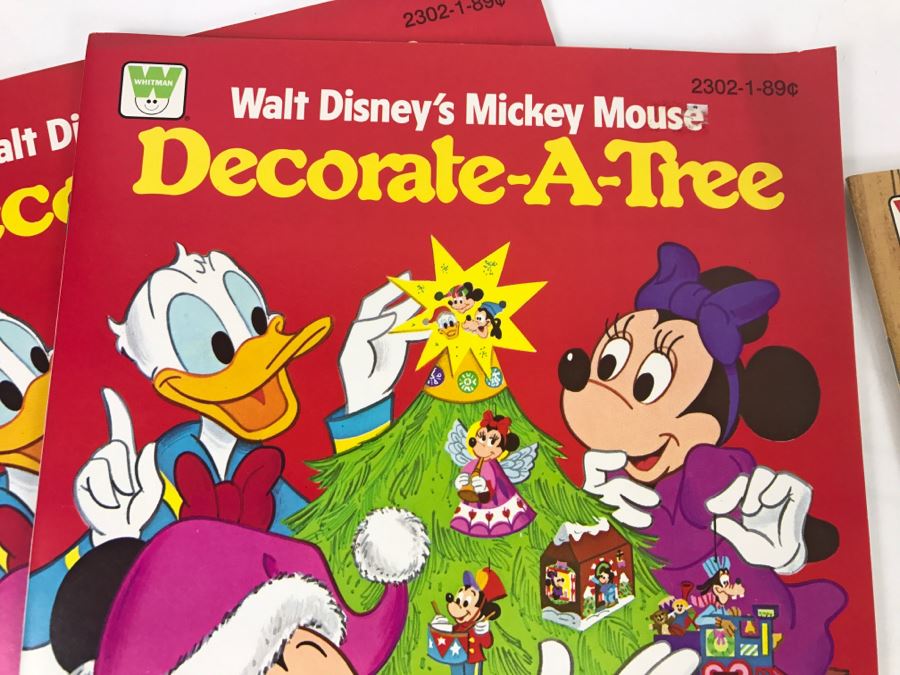 (2) Vintage 1979 Walt Disney's Mickey Mouse Decorate-A-True And (5) Vintage 1980 Winnie-The-Pooh Decorate-A-Tree Books New Old Stock [Photo 3]