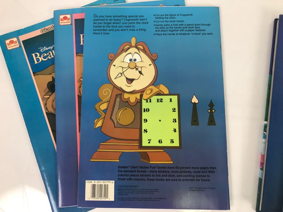 (5) Disney's Beauty And The Beast Sticker Books, First Edition Book And Giant Paint With Water Book New Old Stock [Photo 14]