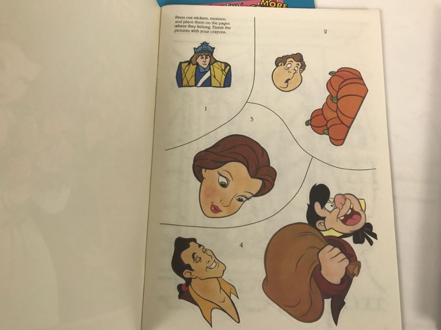 (5) Disney's Beauty And The Beast Sticker Books, First Edition Book And Giant Paint With Water Book New Old Stock [Photo 16]