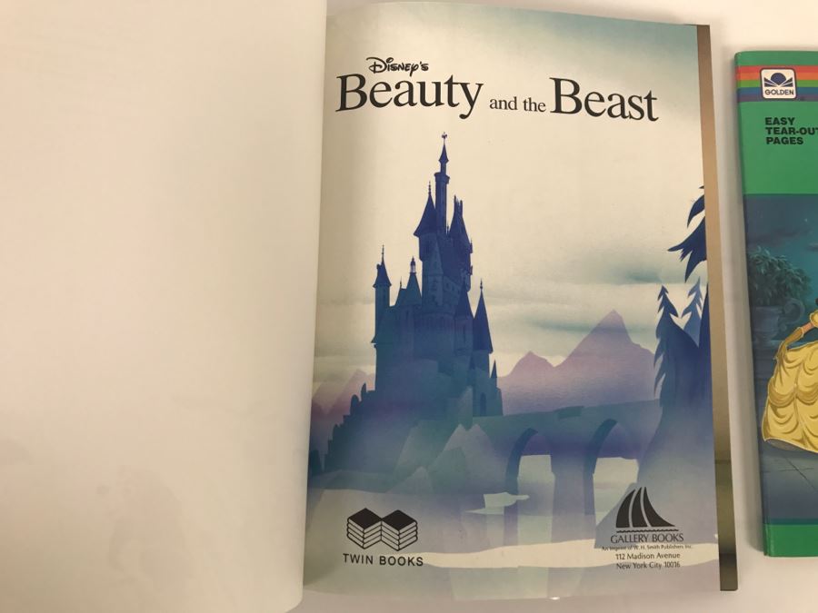 (5) Disney's Beauty And The Beast Sticker Books, First Edition Book And Giant Paint With Water Book New Old Stock [Photo 6]