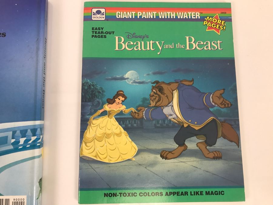 (5) Disney's Beauty And The Beast Sticker Books, First Edition Book And Giant Paint With Water Book New Old Stock [Photo 9]