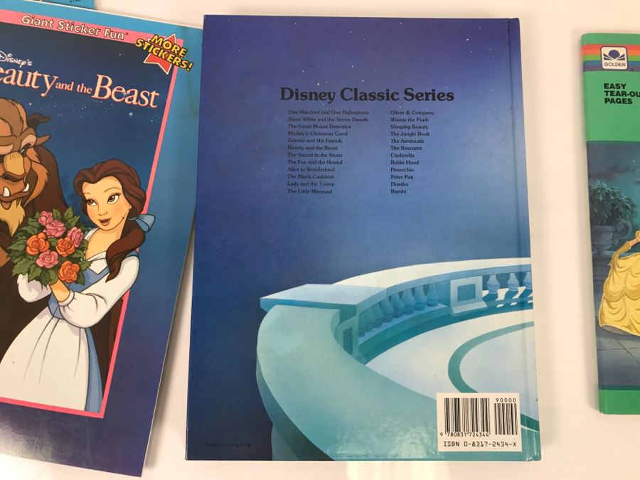 (5) Disney's Beauty And The Beast Sticker Books, First Edition Book And Giant Paint With Water Book New Old Stock [Photo 8]