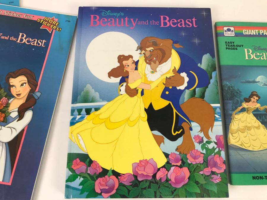 (5) Disney's Beauty And The Beast Sticker Books, First Edition Book And Giant Paint With Water Book New Old Stock [Photo 2]