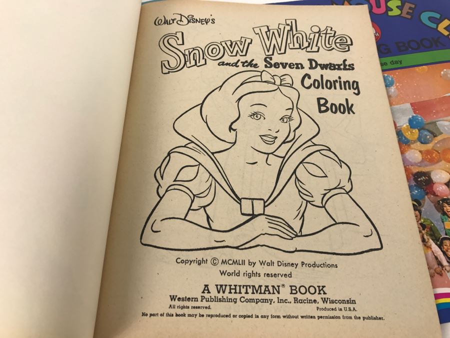 (2) Walt Disney Productions Snow White And The Seven Dwarfs Coloring Books And Mickey Mouse Club Coloring Book [Photo 9]