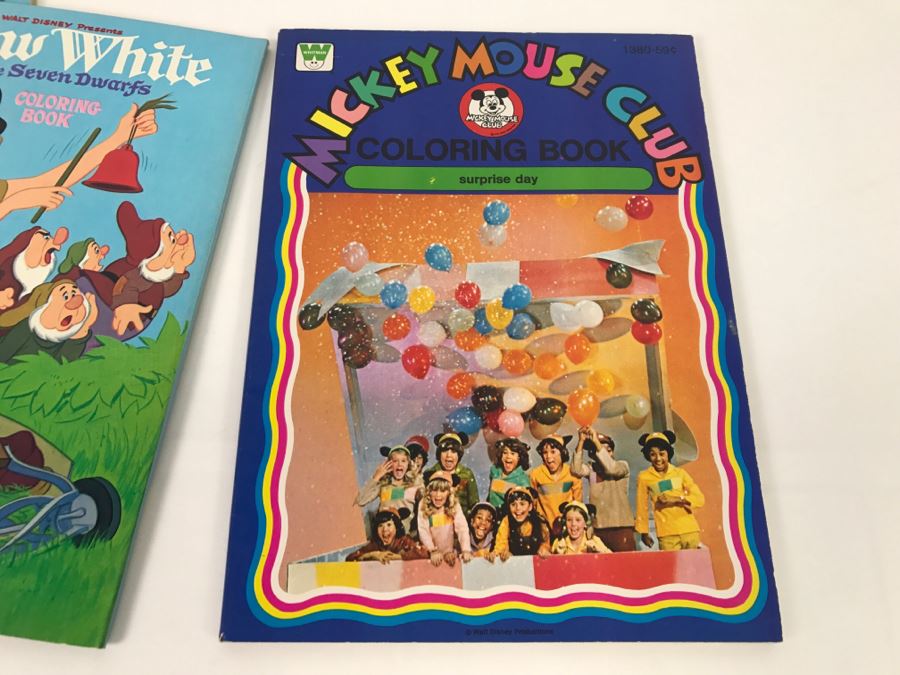 (2) Walt Disney Productions Snow White And The Seven Dwarfs Coloring Books And Mickey Mouse Club Coloring Book [Photo 2]