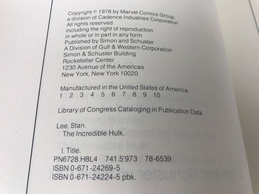 Vintage 1978 First Edition The Incredible HULK By Stan Lee Fireside Book Marvel Comics Comic Book Graphic Novel [Photo 8]