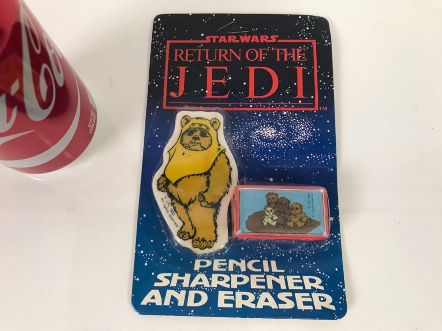 Vintage 1983 STAR WARS Return Of The Jedi Pencil Sharpener And Eraser New In Packaging