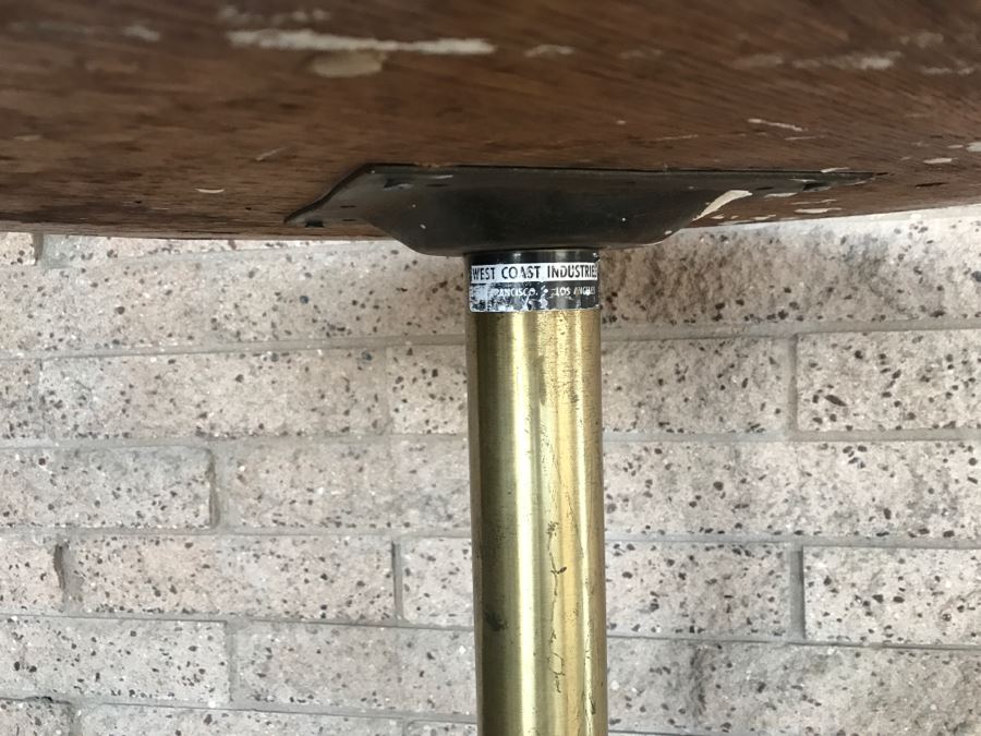 Solid Wood Top Bar Cafe Table With Brass Metal Base [Photo 10]