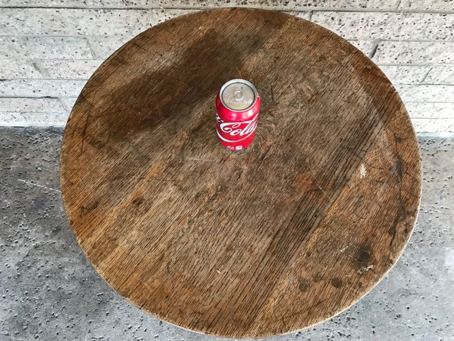 Solid Wood Top Bar Cafe Table With Brass Metal Base [Photo 4]