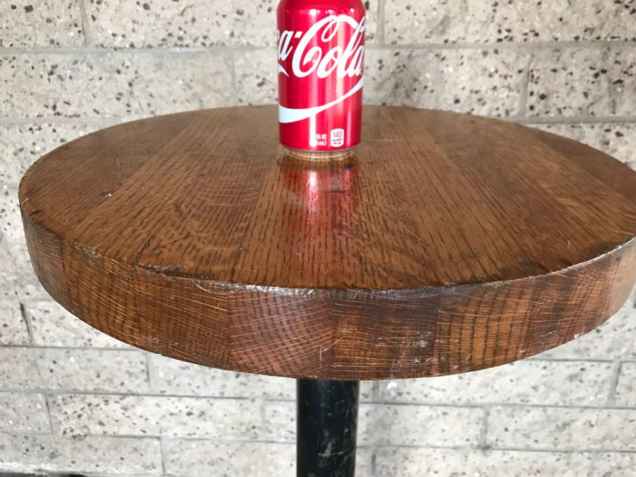 Solid Wood Top Bar Cafe Table With Metal Base [Photo 5]