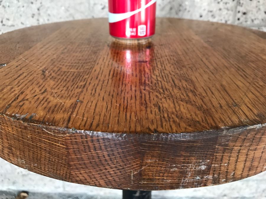 Solid Wood Top Bar Cafe Table With Metal Base [Photo 2]