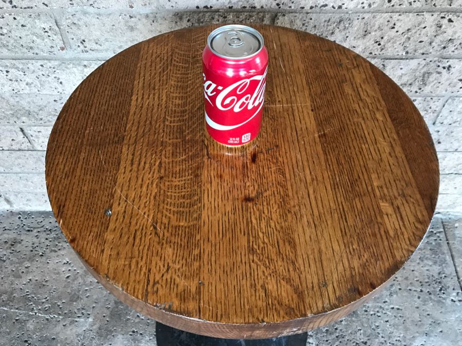 Solid Wood Top Bar Cafe Table With Metal Base [Photo 7]