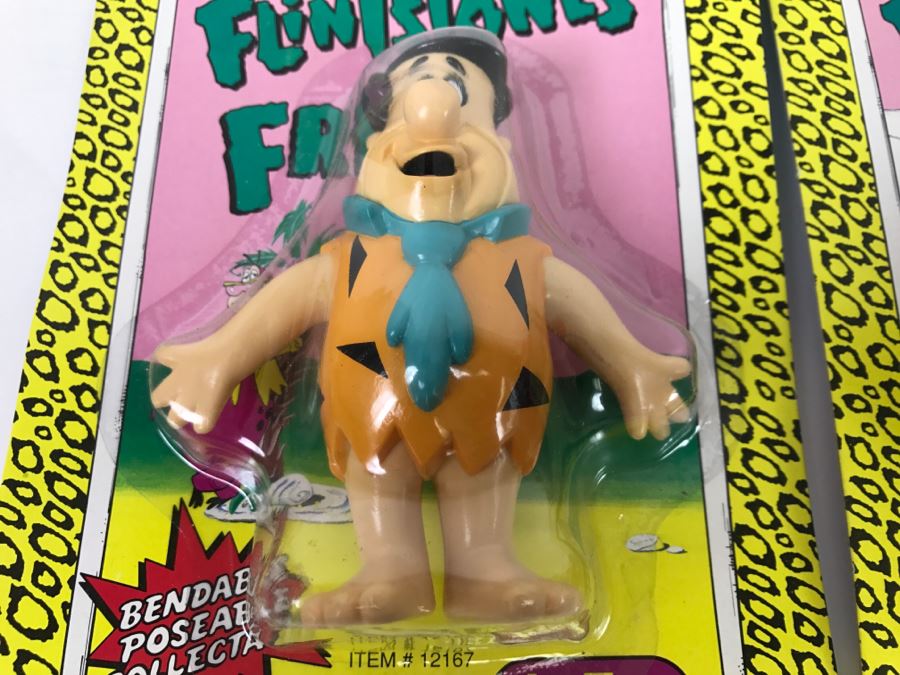 (3) The Flintstones Bend-Ems Dolls Hanna-Barbara Fred, Dino, Barney JusToys New In Packaging 1991 [Photo 3]