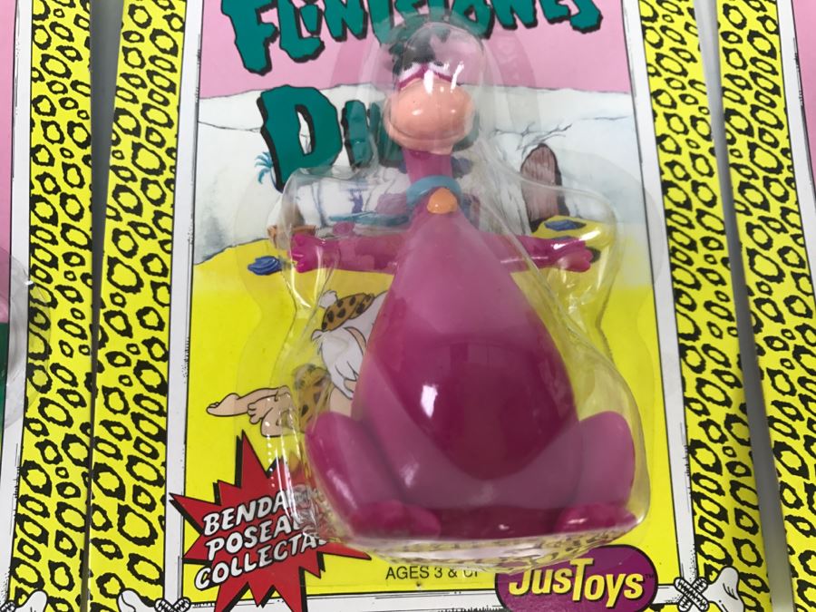 (3) The Flintstones Bend-Ems Dolls Hanna-Barbara Fred, Dino, Barney JusToys New In Packaging 1991 [Photo 6]