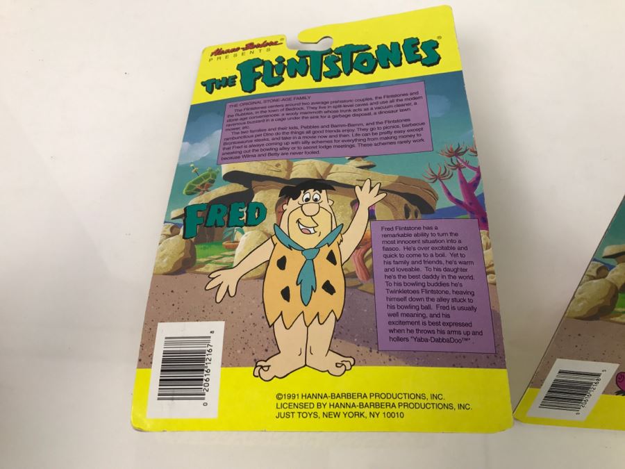 (3) The Flintstones Bend-Ems Dolls Hanna-Barbara Fred, Dino, Barney JusToys New In Packaging 1991 [Photo 11]